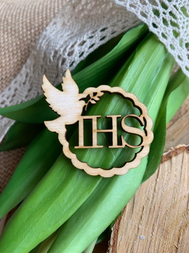 Декоративная табличка с голубем IHS, скрапки 4,5 см.