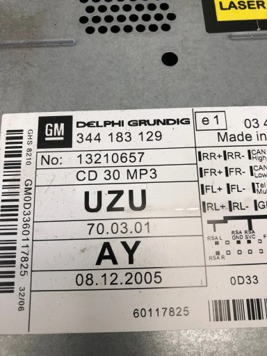 RADIO CD 30 MP3 OPEL CORSA D 344183129