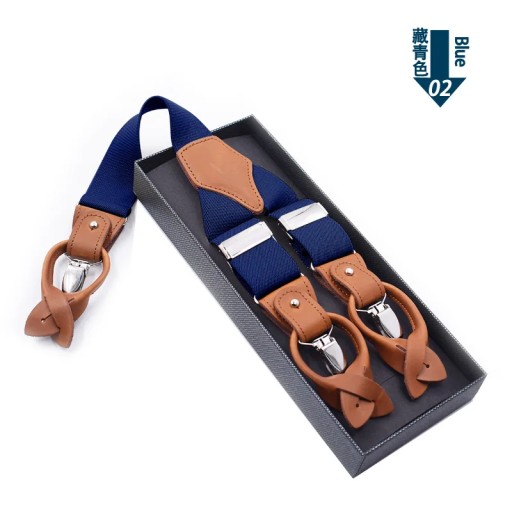 Мужские подтяжки из натуральной кожи 3,5X125 с 6 зажимами