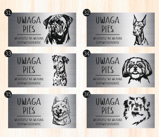 Tabliczka 20x10 cm UWAGA PIES Doberman LAMINAT Z GRAWEREM