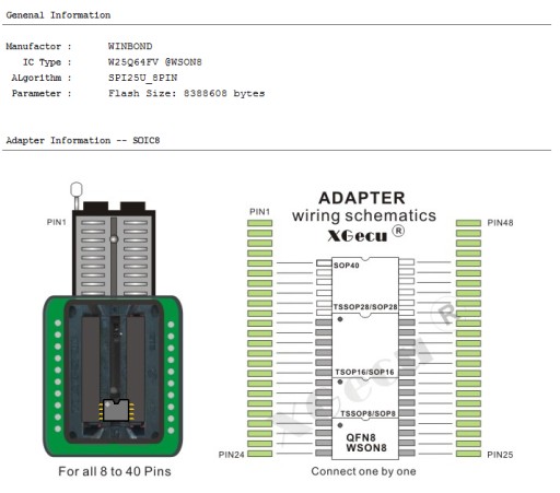 Adapter USON/DFN/WSON8 R=0,5mm 2x3mm - DIP ZIF XGecu