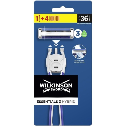 Гибридный бритвенный набор WILKINSON Essentials 3, 4 картриджа + ручка