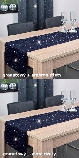 elegancki pas dekoracyjny SZAFIR 40x160 bieżnik na stół czarny