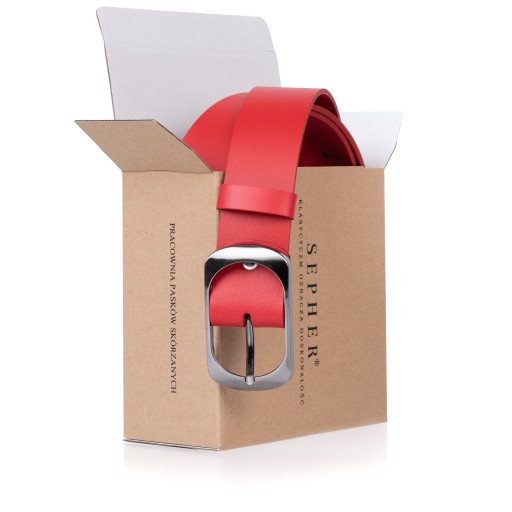 Ремень SEPHER Classic кожаный 4см J. RED |100