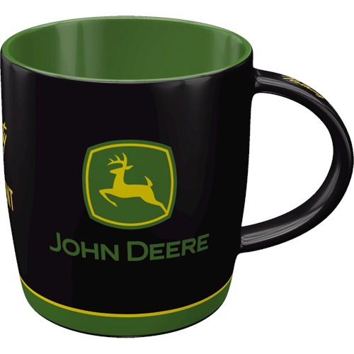 Кружка John Deere с логотипом черная керамическая оригинальная с изображением трактора