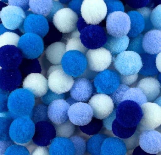POMPONY POMPONIKI DEKORACYJNE NIEBIESKIE 1cm 120 SZTUK