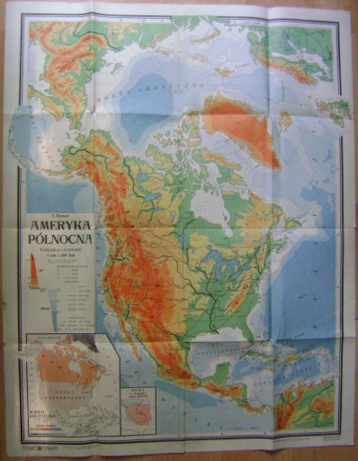 КАРТА -СЕВЕРНАЯ АМЕРИКА -РОМЕР -изд. 1948 г. - большой формат - Библиотека Атласа.