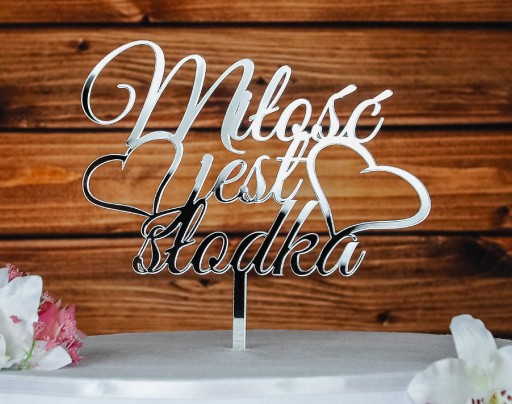 Topper srebrny TŚS-79-Miłość jest słodka Ślub
