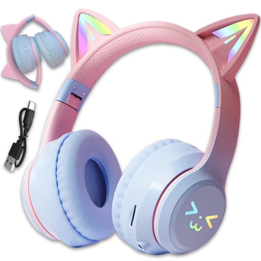 БЕСПРОВОДНЫЕ НАУШНИКИ BLUETOOTH CAT EAR ДЛЯ ДЕТЕЙ НАКЛАДНОЙ МИКРОФОН