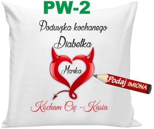 Poduszka na Walentynki ona on mąż żona love + Imię imiona WZORY