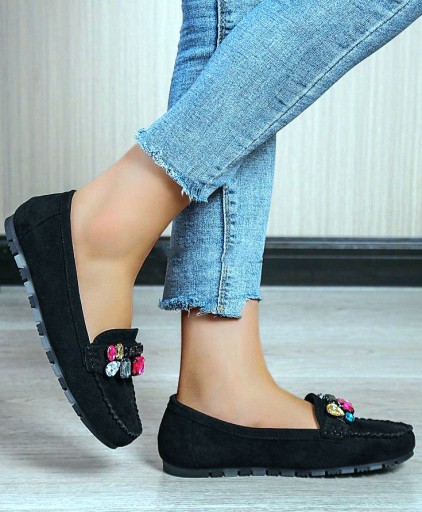БАЛЕТКИ ЖЕНСКИЕ ЗАМШЕВЫЕ МОКАСИНЫ STONE BLACK 37