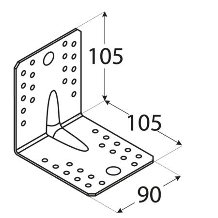 Уголок рельефный 105х105х90х2,5 10 шт КП2