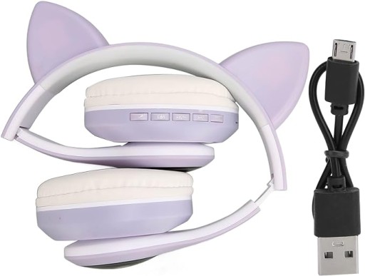 БЕСПРОВОДНЫЕ НАУШНИКИ ДЛЯ ДЕТЕЙ КОШАЧЬИ УШИ НАУШНИКИ RAINBOW PAWS LED