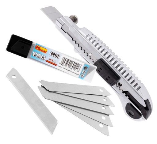 NÓŻ DO TAPET 18MM Z MAGAZYNKIEM + OSTRZA 10szt