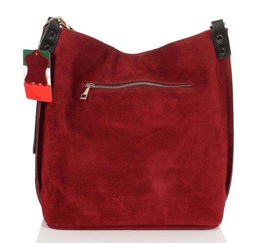 VERA PELLE Итальянская замшевая сумка BAG бордового цвета из натуральной кожи ZJ15
