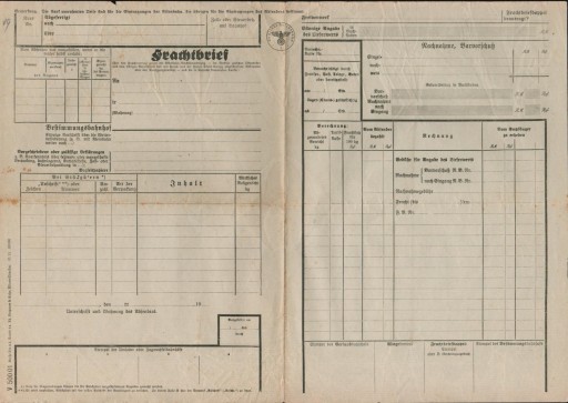 14076 Немецкая рейхсбан. Frachtbrief ок. 1925 год бланк.