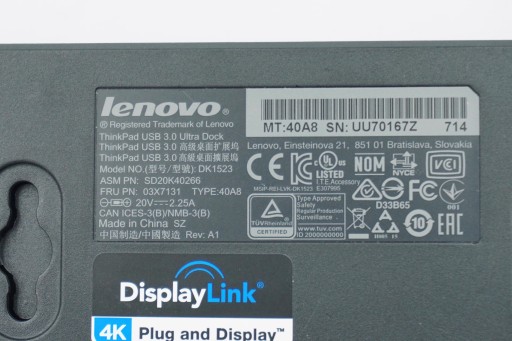 Док-станция Lenovo 40A8 USB 3.0 DK1523