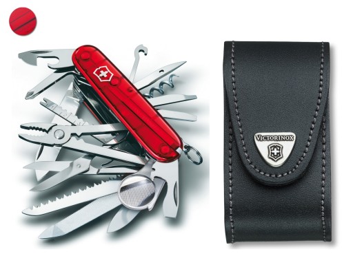 Victorinox 1.6795.T, карманный нож Swiss Champ + кожаный чехол 4.0521.3, 91 мм