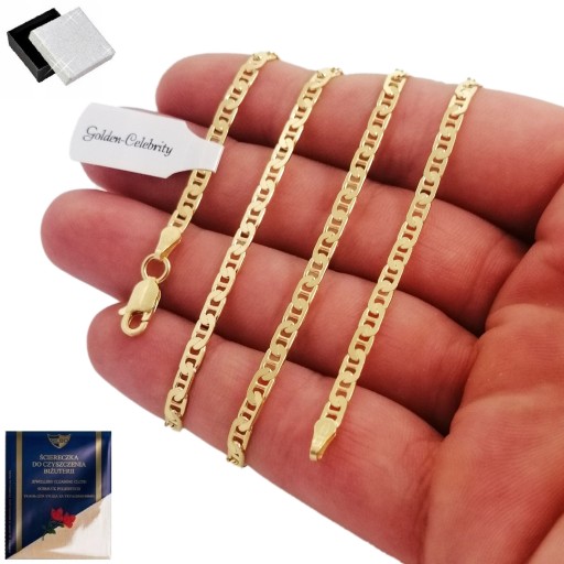 ZŁOTY ŁAŃCUSZEK DAMSKI GUCCI SREBRO 925/585 PREZENT DLA NIEJ, KOBIETY, MAMY