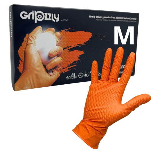ПЕРЧАТКИ ЗАЩИТНЫЕ НИТРИЛОВЫЕ GRIPZZLY оранжевые GRIP OUTLINE M 50 шт.
