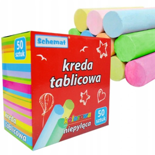 Kreda Bezpyłowa Tablicowa Wielokolorowa 50 szt. Schemat 1350