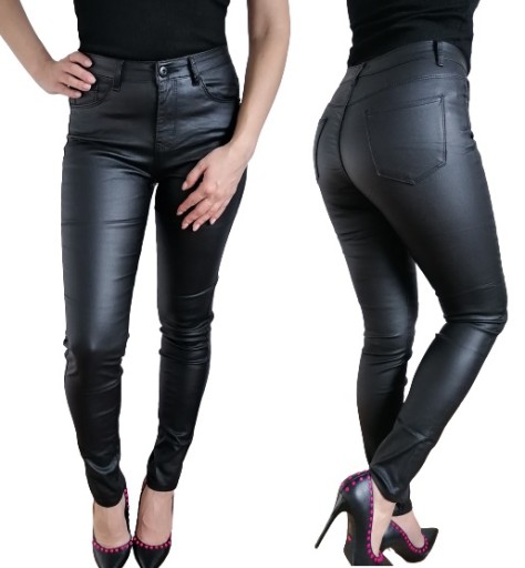 Брюки из вощеной кожи скинни черные W1 40 / L