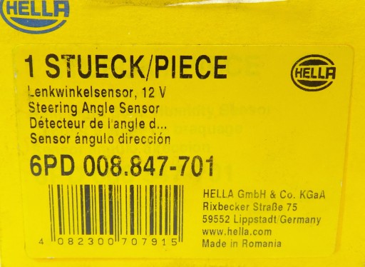 HELLA Датчик угла поворота рулевого колеса 6PD008 847-701