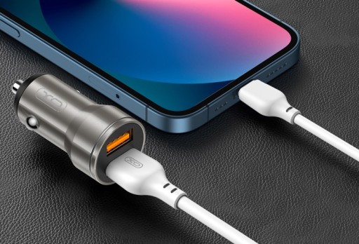 Ładowarka samochodowa szybka 2xUSB 2,4A 12/24V XO + kabel typ C