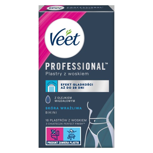 Veet Plastry z woskiem do depilacji bikini dla skóry wrażliwej 16 szt.