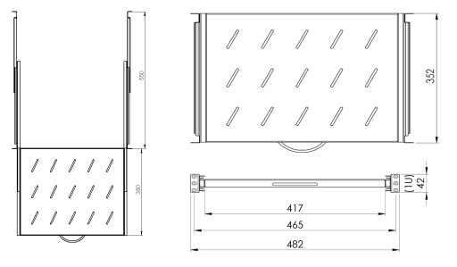 RACK полка 19'' 1U 350 мм, выдвижная, серый СТАЛФЛЕКС