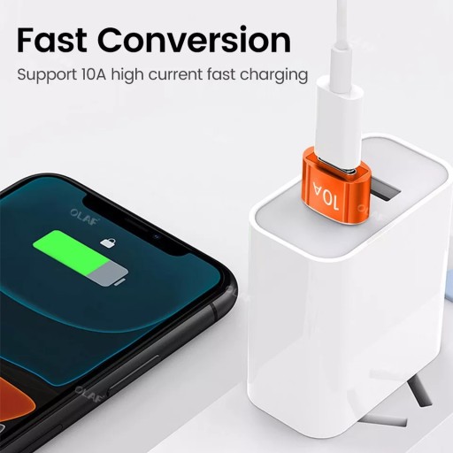 АДАПТЕР АДАПТЕР-ПРЕОБРАЗОВАТЕЛЬ OTG USB 2.0 В USB TYPE C 10A БЫСТРАЯ ЗАРЯДКА