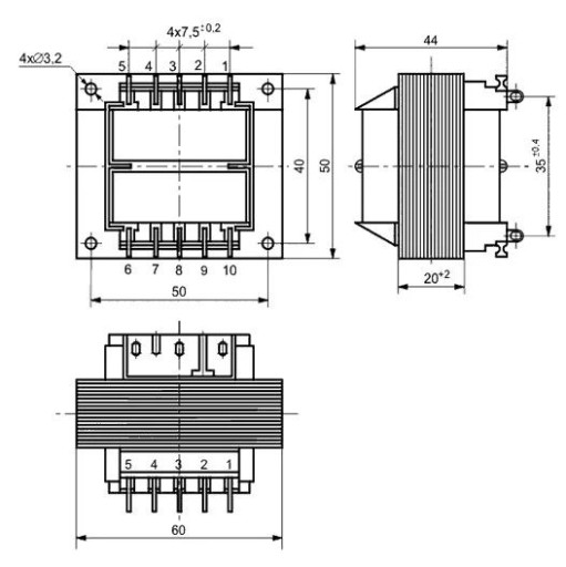 Transformator 2x12V-2x0.84A, Indel, TS 20/022