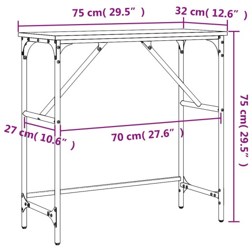STOLIK KONSOLOWY CZARNY 75X32X75CM