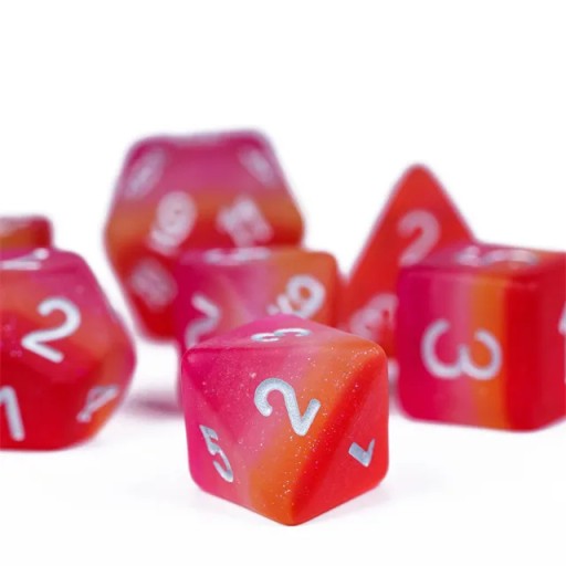 KOSTKI RPG PRIDE LGBTQ LESBIJKA ZESTAW 7 EPOKSYDOWYCH KOŚCI