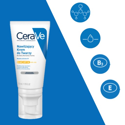 CeraVe Увлажняющий крем для лица для нормальной и сухой кожи с SPF 50 52мл