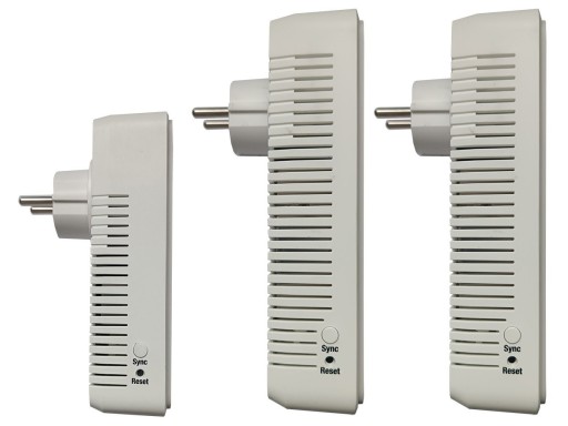 Zestaw 3 transmiterów sieciowych PLC WiFi Powerline 1,2 Gb/s