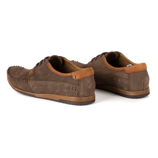 Buty męskie skórzane mokasyny sznurowane POLSKIE 875 brązowe 43