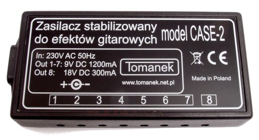 БЛОК ПИТАНИЯ TOMANEK 8 ЭФФЕКТОВ 9 В постоянного тока 18 В постоянного тока CASE-2