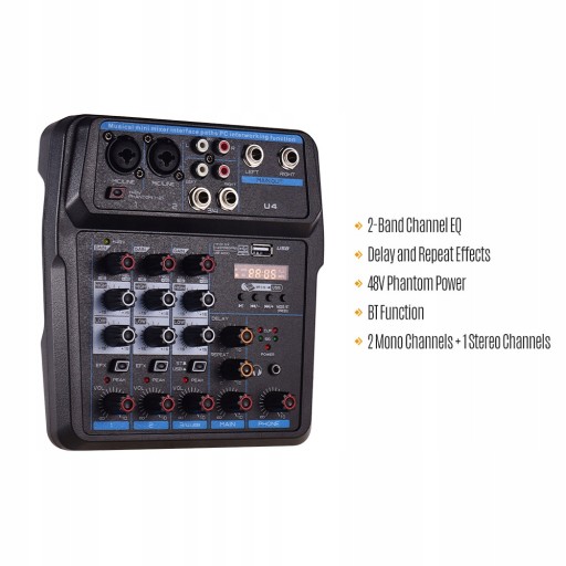 U4 Портативный 4-канальный аудиомикшер BT USB Mixing C