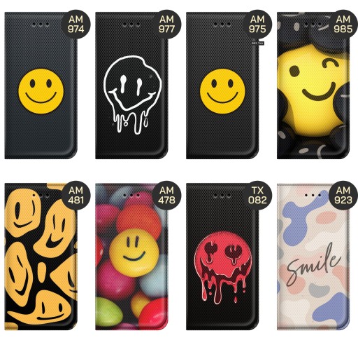 ETUI Z KLAPKĄ DO REALME 8 / 8 PRO WZORY UŚMIECH SMILE EMOJI FUTERAŁ CASE