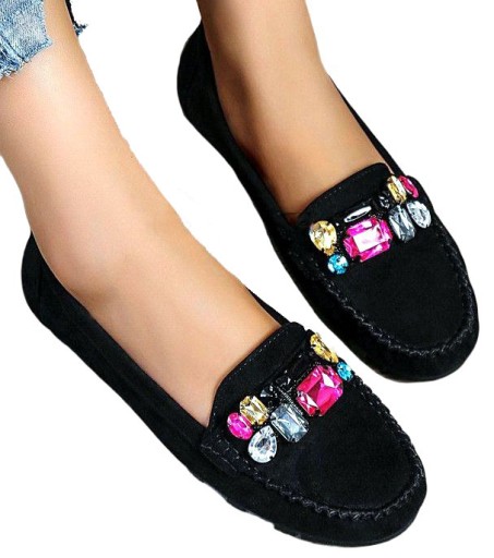 БАЛЕТКИ ЖЕНСКИЕ ЗАМШЕВЫЕ МОКАСИНЫ STONE BLACK 37