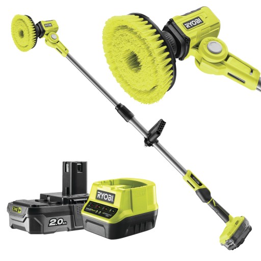 ВРАЩАЮЩАЯСЯ ЩЕТКА-АККУМУЛЯТОР RYOBI. 6-ПОЗИЦИОННАЯ МОЮЩАЯ ГОЛОВКА R18TPS-120G + 4AH