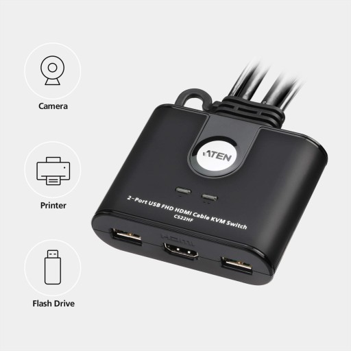 Переключатель ATEN 2-портовый VGA FHD HDMI KVM CS22HF