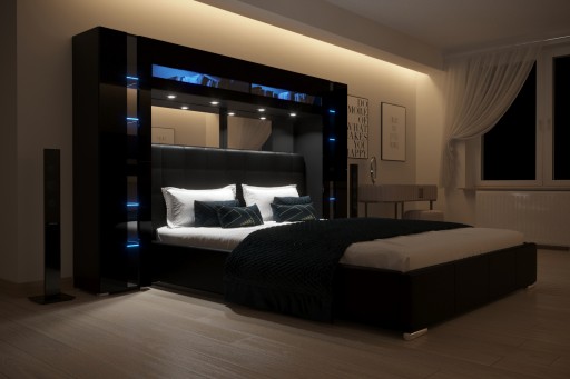Кровать с мягкой панелью и шкафом Panama Furniture 14