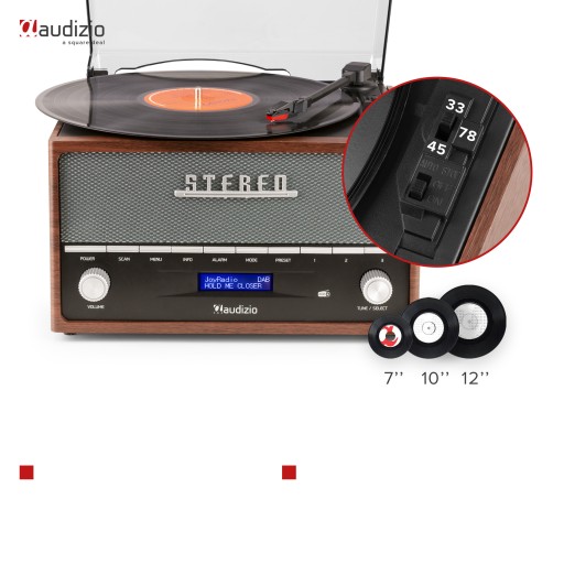 Проигрыватель с FM-радио DAB+, Bluetooth, функцией будильника/стильный Audizio