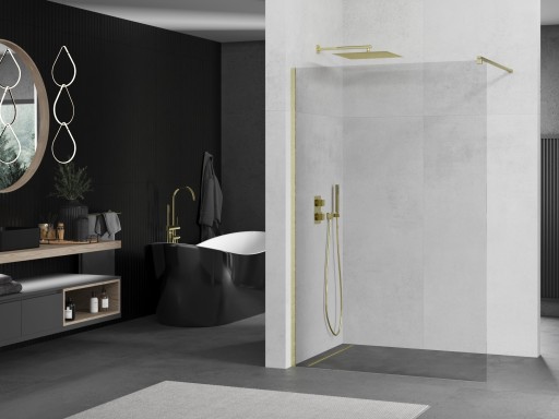 MEXEN KIOTO ŚCIANKA PRYSZNICOWA WALK-IN 80 x 200 CM ZŁOTA szkło 8 mm