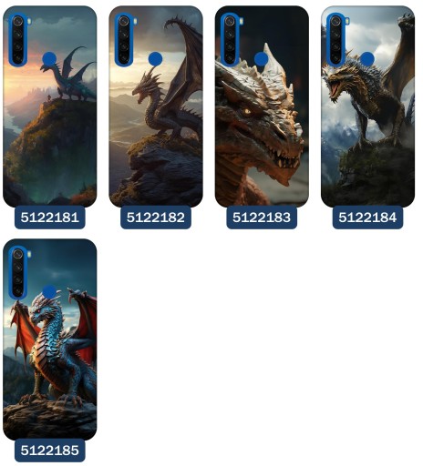 Etui do Xiaomi Redmi Note 8T Wzory Smoki Smok Dragon Fantasy