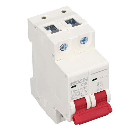 2P DC 1000V MCB Автоматический выключатель 25A Монтажный защитный переключатель