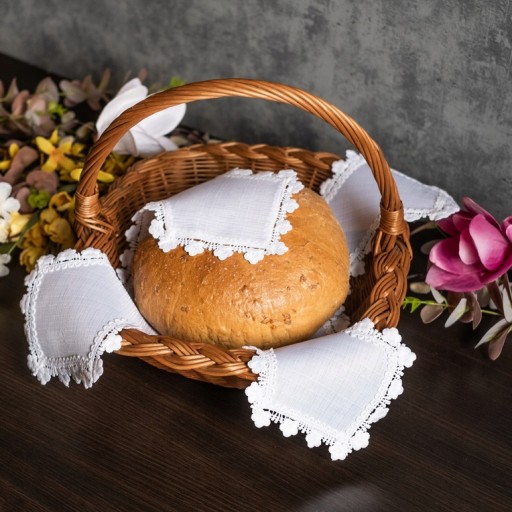 Serwetka BIAŁA DO KOSZYCZKA WIELKANOCNEGO święconka 30 cm koronkowa