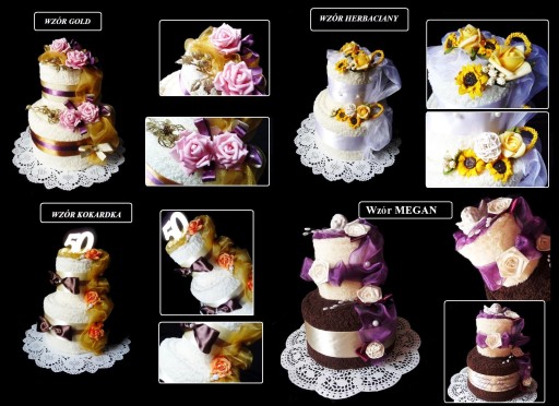 TORT z 2 RĘCZNIKÓW 70x140 Prezent Ślubny na Ślub